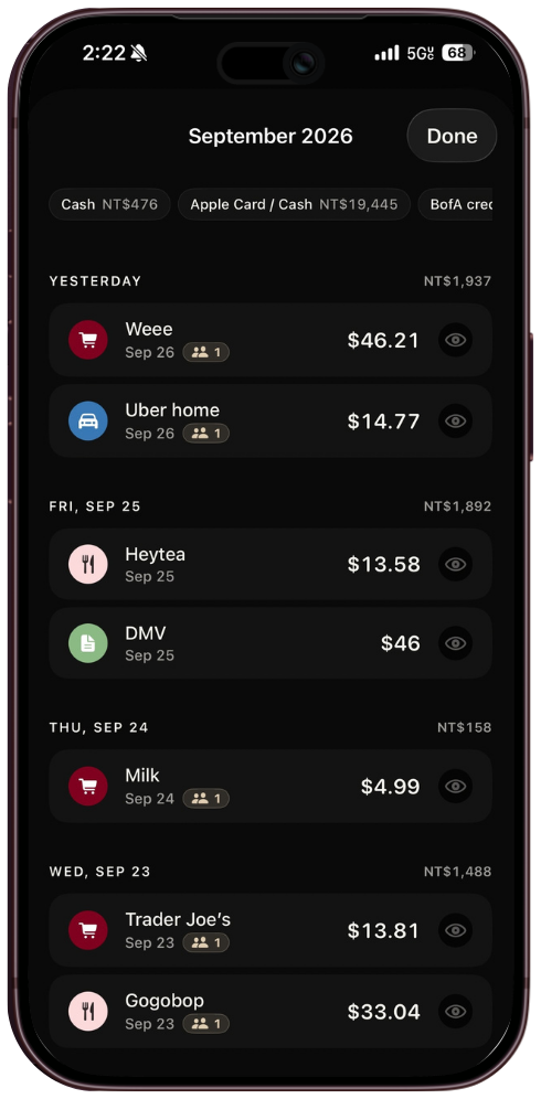 iMoney — month log